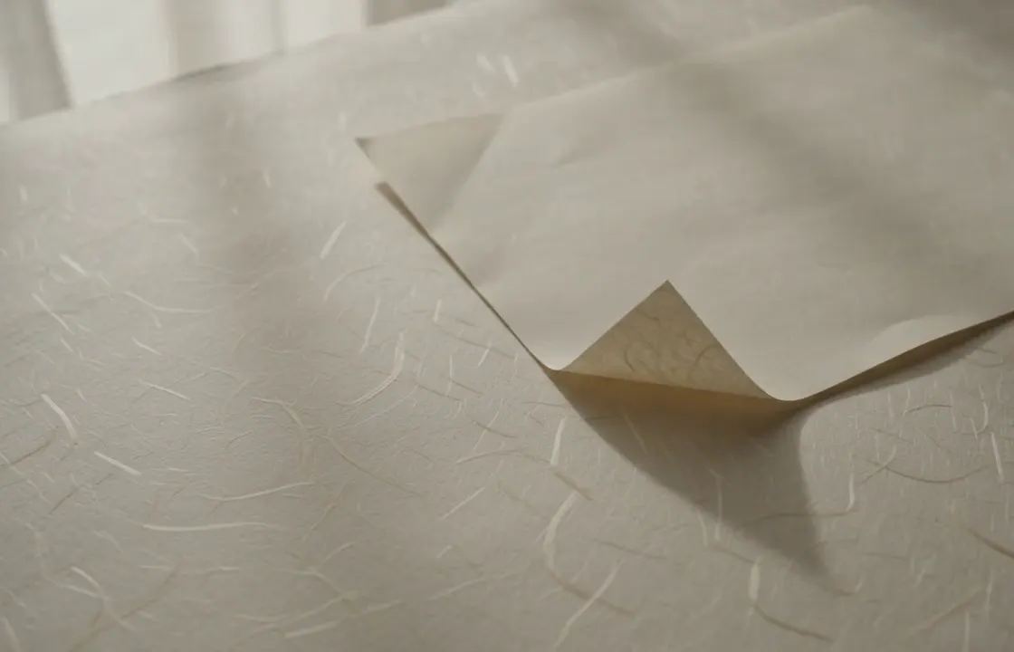 Hoja de papel japonés con un pliegue, de fondo en la escena de la seña