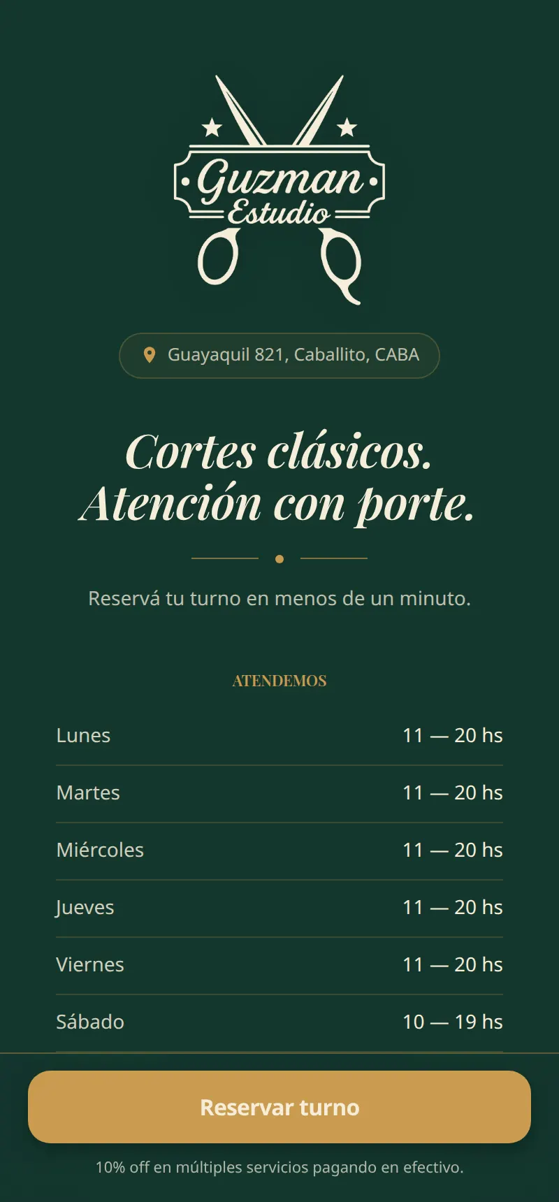 La página de la peluquería