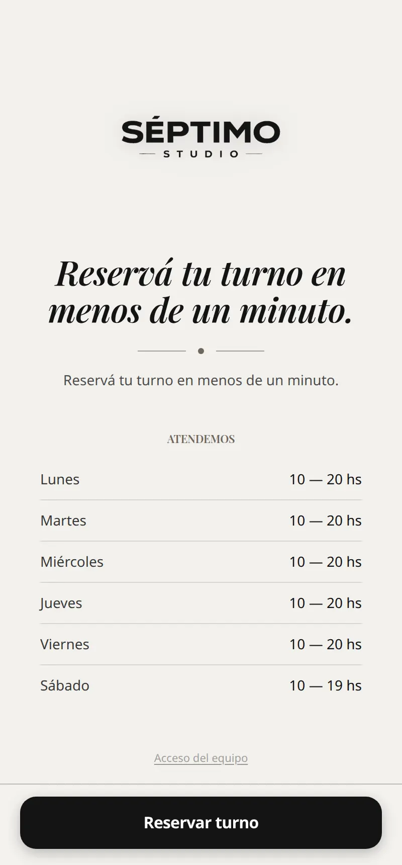 La página de la barbería