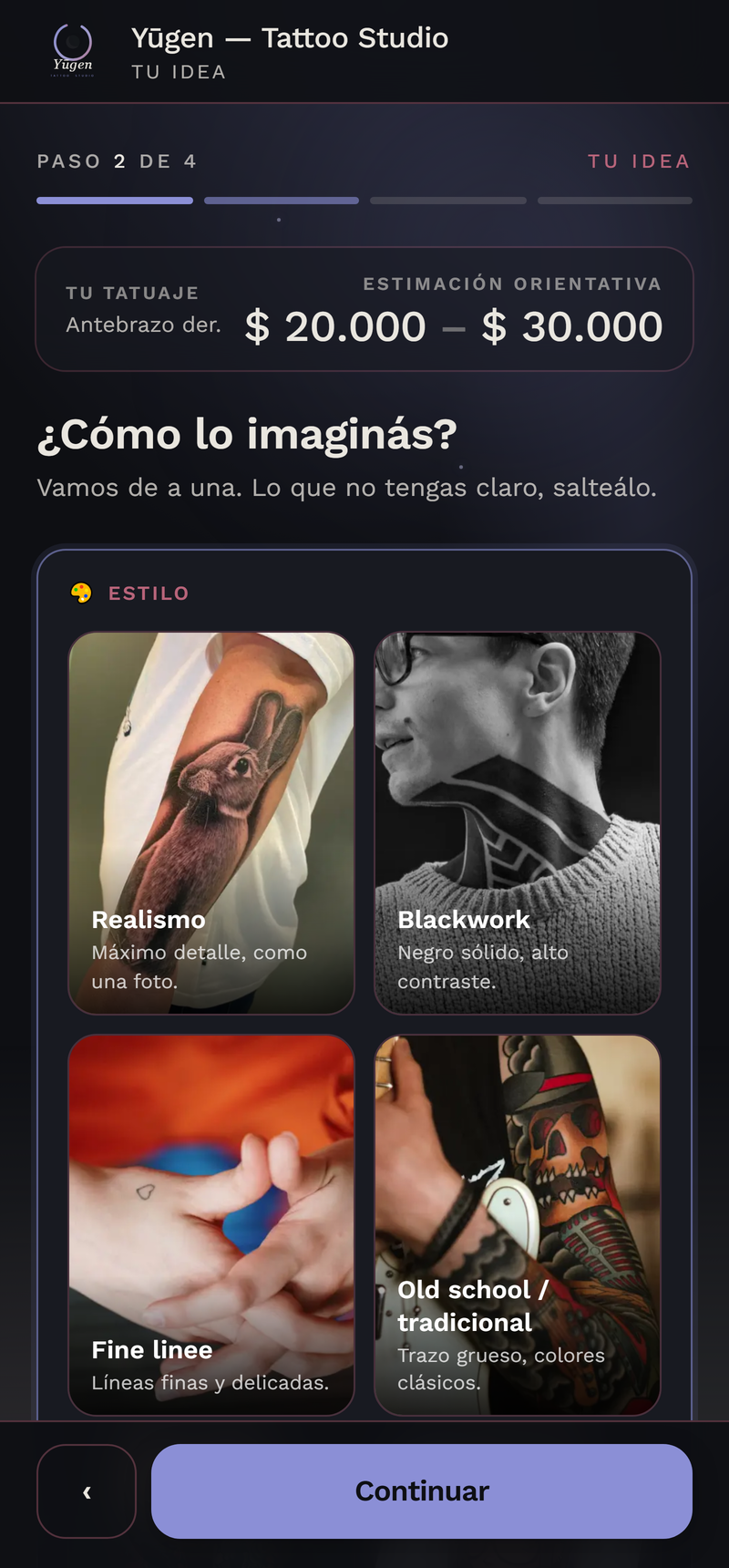 Yūgen Tattoo Studio: Estilo + presupuesto orientativo en vivo